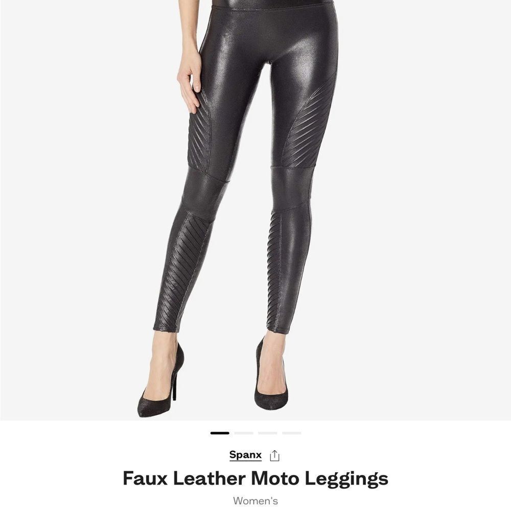 SPANX FAUX LEATHER MOTO LEGGINGS‎ IN BLACK